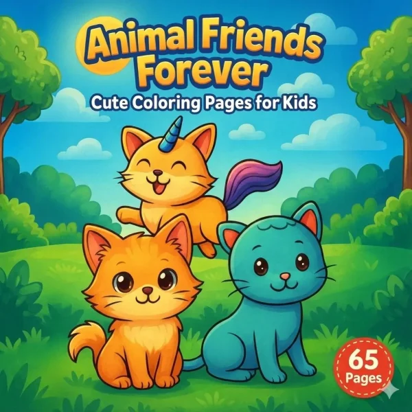 Animal Friends Forever – 65 Cute Coloring Pages for Kids